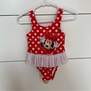 Disney Baby Minnie Mouse Red and White Polka Dot Swim Romper
